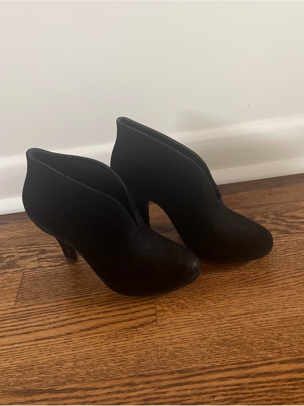 Melissa Black Suede Ankle Booties with Sculpted Heel